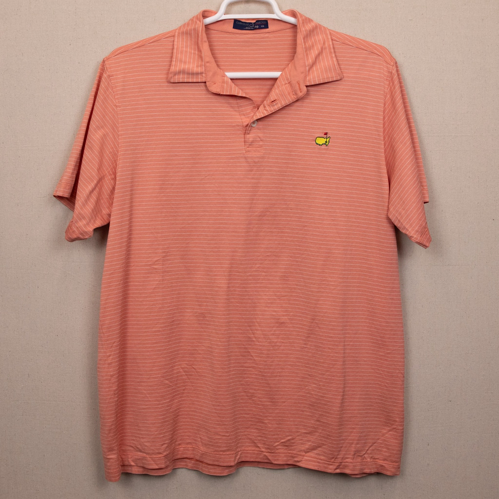 Clubhouse Collection Masters golf salmon stripe polo shirt-XXL